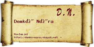 Demkó Nóra névjegykártya